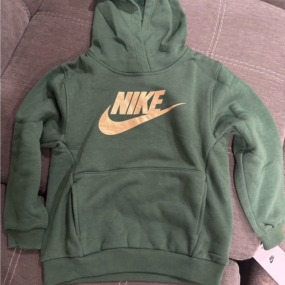 Nike Boys' Forest Green Hoodie with Gold Logo